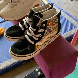 Kids size 10 vans dinosaur print tennis shoes